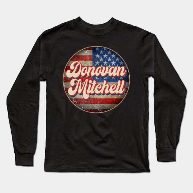 American Flag Sports Mitchell Proud Name Basketball Long Sleeve T-Shirt by bright girl waving